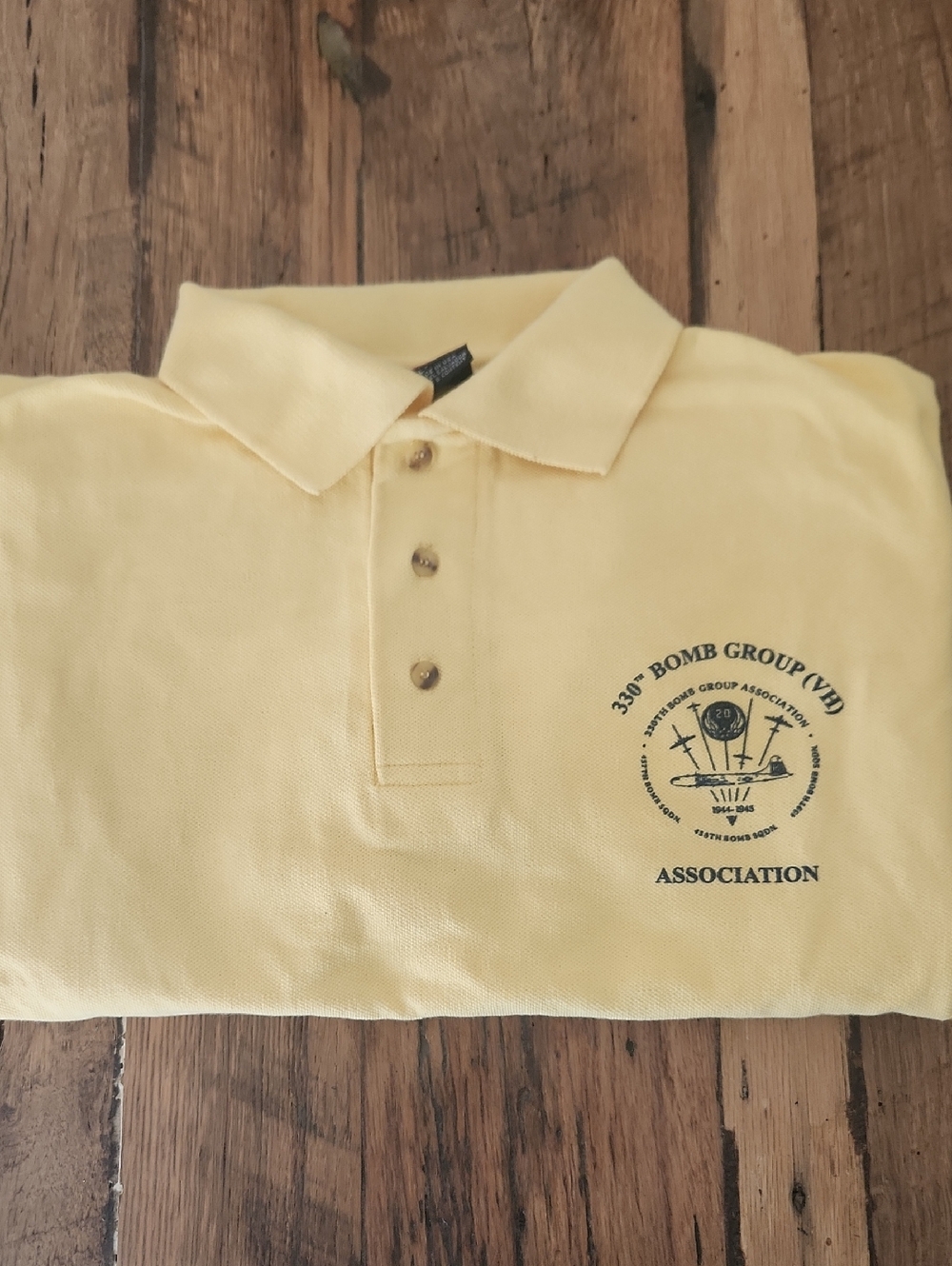 Yellow Polo Shirt with 330th Bomb Group Association Logo - Vintage!